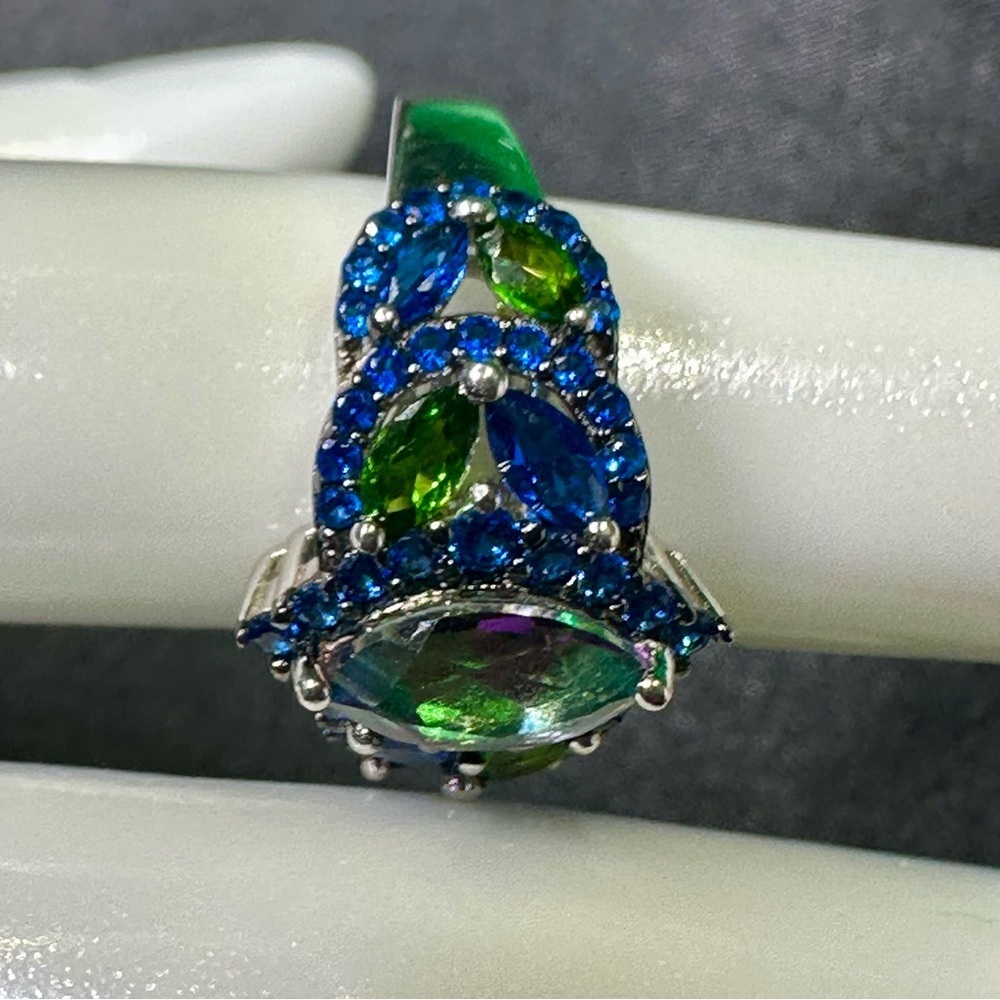 Sterling Silver Statement Ring With Multicolor Ge… - image 5